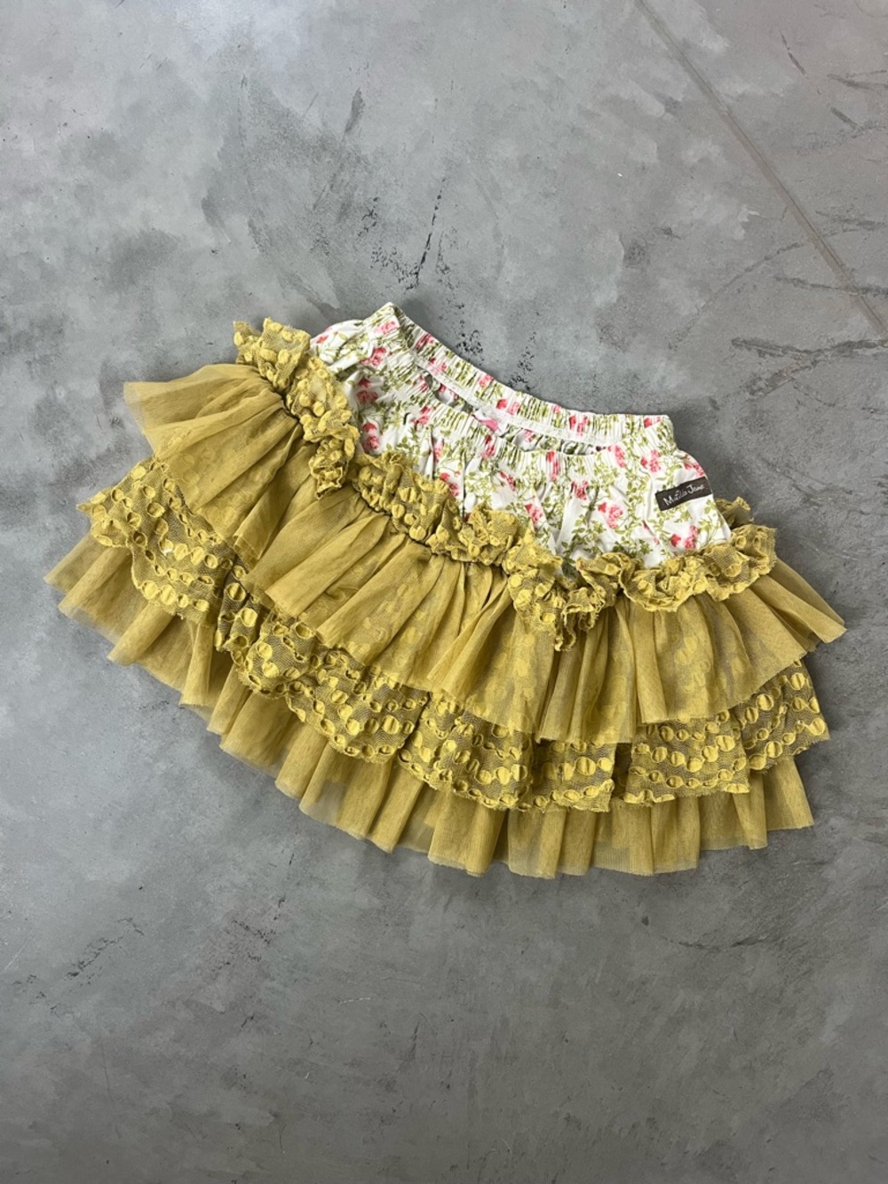 Matilda Jane Serendipity Floral Waist Chartreuse Tulle Skirt